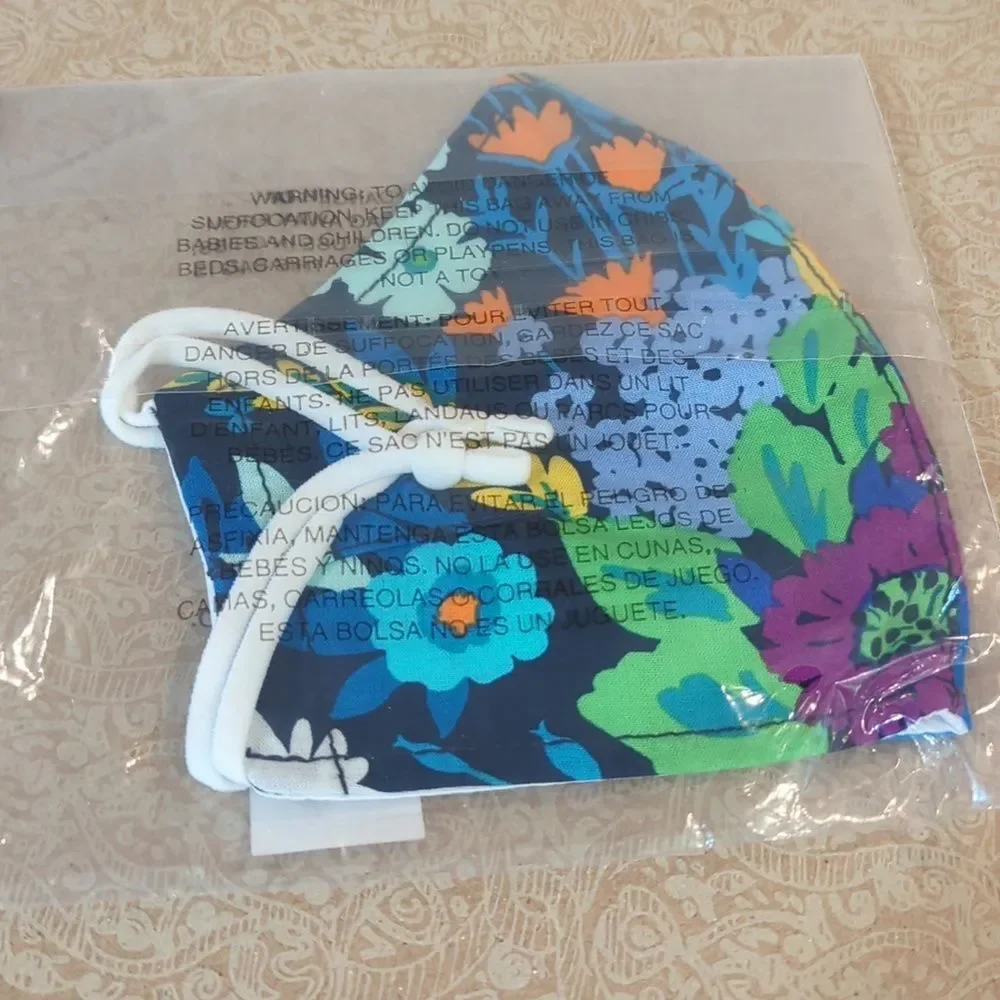 3 New Vera Bradley Floral Fitted Face Masks